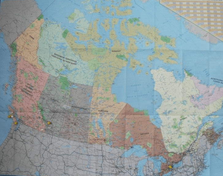 My road trip map of Canada