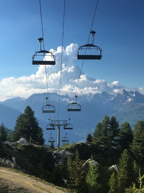 chairlifts in summertime in La Plagne